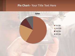 A Man Holding Up A Piece Of Metal In Front Of His Face PowerPoint Template