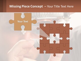 A Man Holding Up A Piece Of Metal In Front Of His Face PowerPoint Template