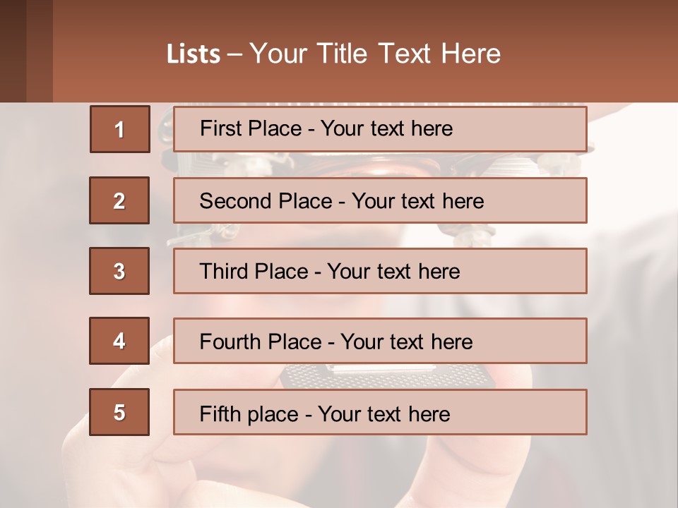 A Man Holding Up A Piece Of Metal In Front Of His Face PowerPoint Template
