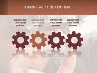 A Man Holding Up A Piece Of Metal In Front Of His Face PowerPoint Template