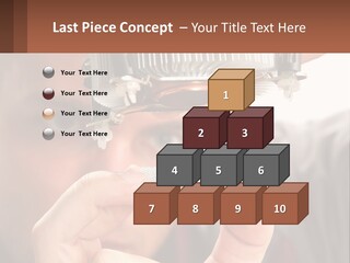 A Man Holding Up A Piece Of Metal In Front Of His Face PowerPoint Template