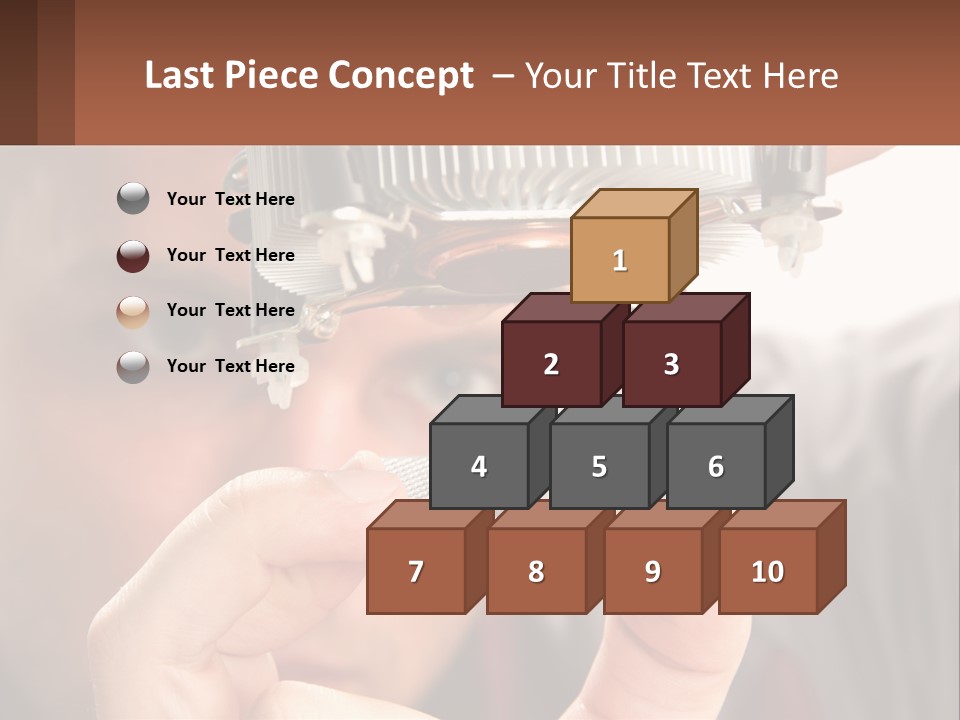 A Man Holding Up A Piece Of Metal In Front Of His Face PowerPoint Template