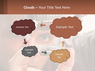 A Man Holding Up A Piece Of Metal In Front Of His Face PowerPoint Template