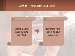 A Man Holding Up A Piece Of Metal In Front Of His Face PowerPoint Template