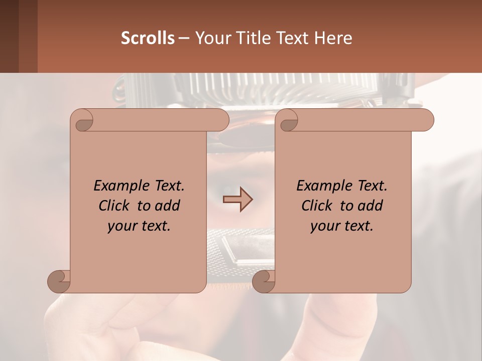 A Man Holding Up A Piece Of Metal In Front Of His Face PowerPoint Template