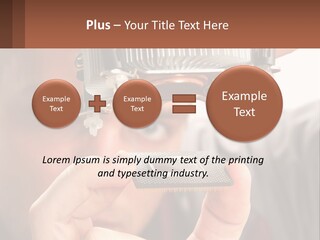 A Man Holding Up A Piece Of Metal In Front Of His Face PowerPoint Template