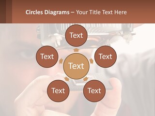 A Man Holding Up A Piece Of Metal In Front Of His Face PowerPoint Template