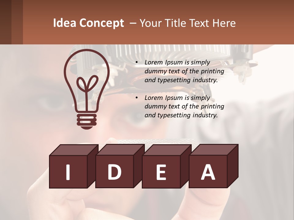 A Man Holding Up A Piece Of Metal In Front Of His Face PowerPoint Template