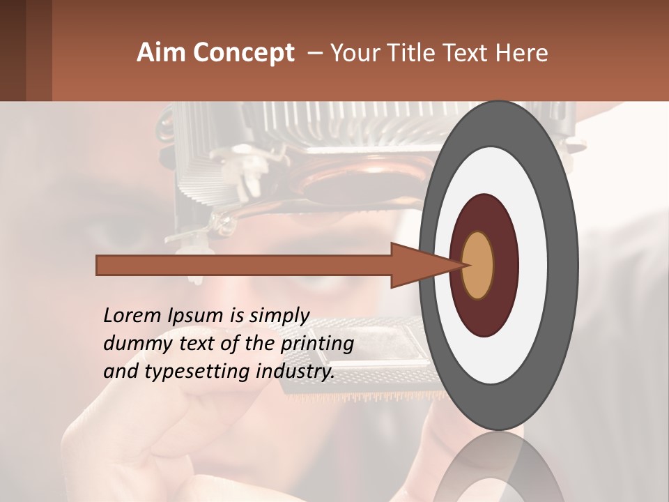 A Man Holding Up A Piece Of Metal In Front Of His Face PowerPoint Template