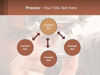 A Man Holding Up A Piece Of Metal In Front Of His Face PowerPoint Template