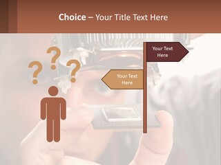 A Man Holding Up A Piece Of Metal In Front Of His Face PowerPoint Template