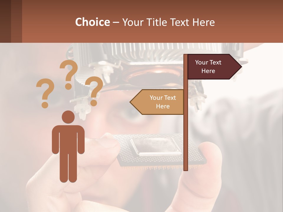 A Man Holding Up A Piece Of Metal In Front Of His Face PowerPoint Template