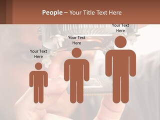 A Man Holding Up A Piece Of Metal In Front Of His Face PowerPoint Template