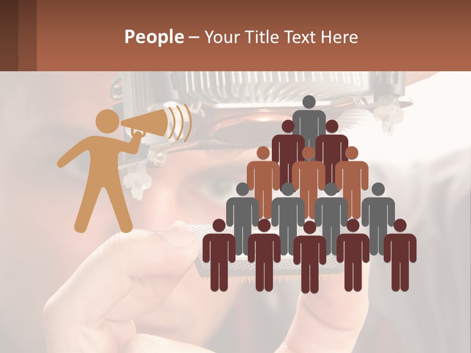 A Man Holding Up A Piece Of Metal In Front Of His Face PowerPoint Template