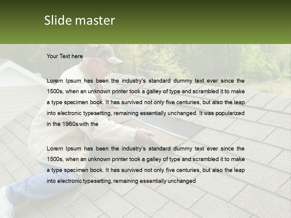 A Man Laying On The Roof Of A House PowerPoint Template