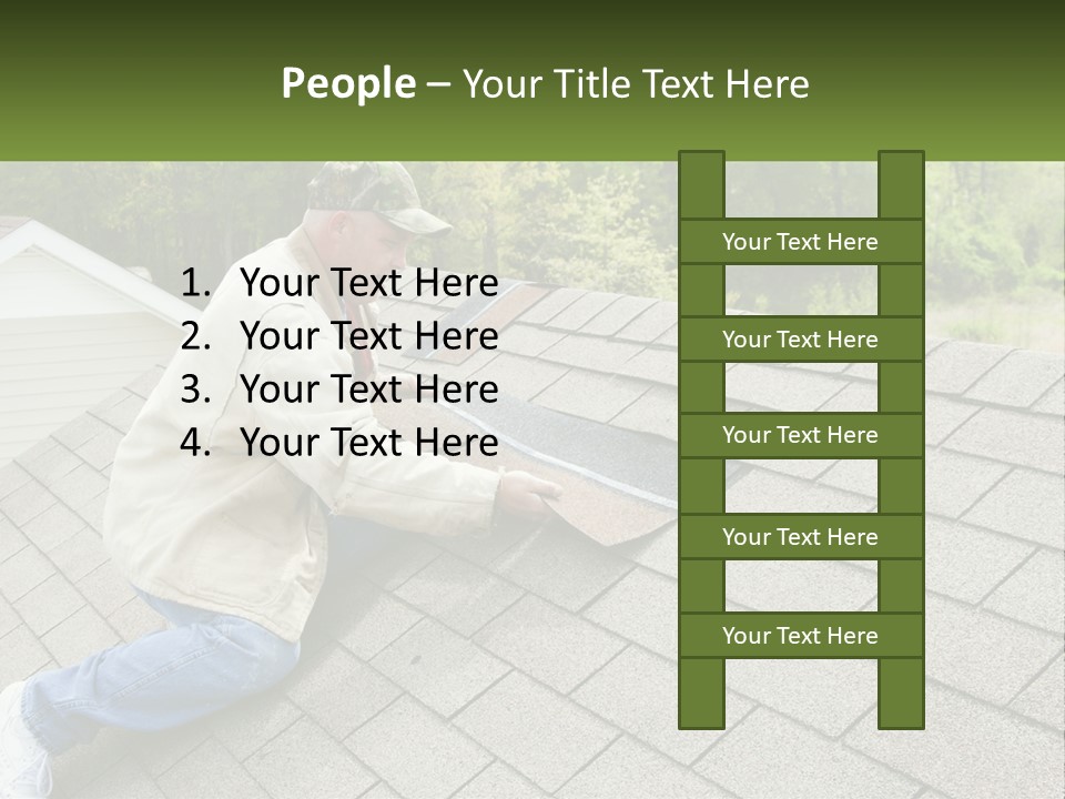 A Man Laying On The Roof Of A House PowerPoint Template