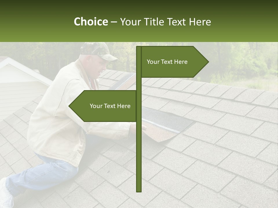 A Man Laying On The Roof Of A House PowerPoint Template