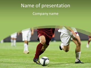 Two Soccer Players Running After A Soccer Ball PowerPoint Template