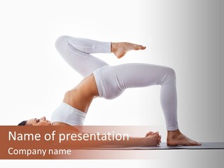 A Woman Doing A Yoga Pose On A Mat PowerPoint Template