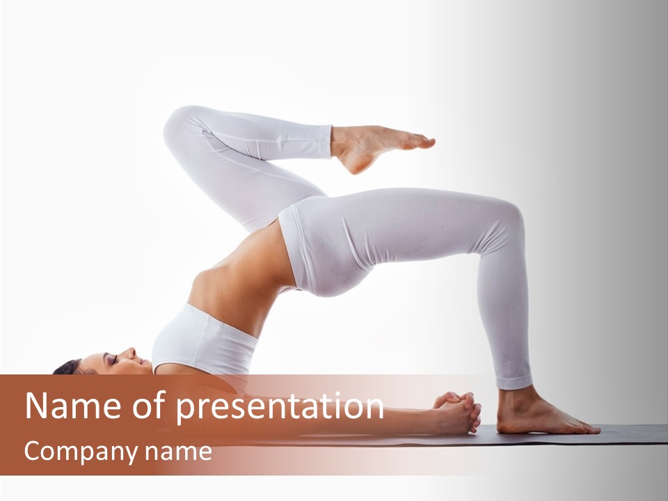 A Woman Doing A Yoga Pose On A Mat PowerPoint Template