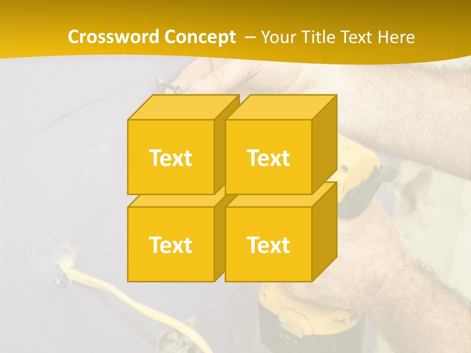 A Man Is Using A Power Drill On A Wall PowerPoint Template