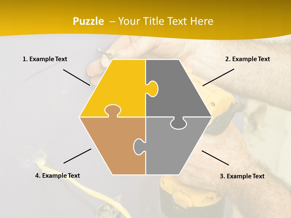 A Man Is Using A Power Drill On A Wall PowerPoint Template