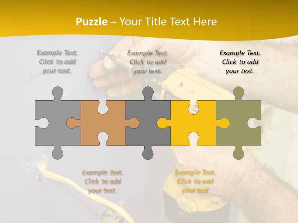 A Man Is Using A Power Drill On A Wall PowerPoint Template