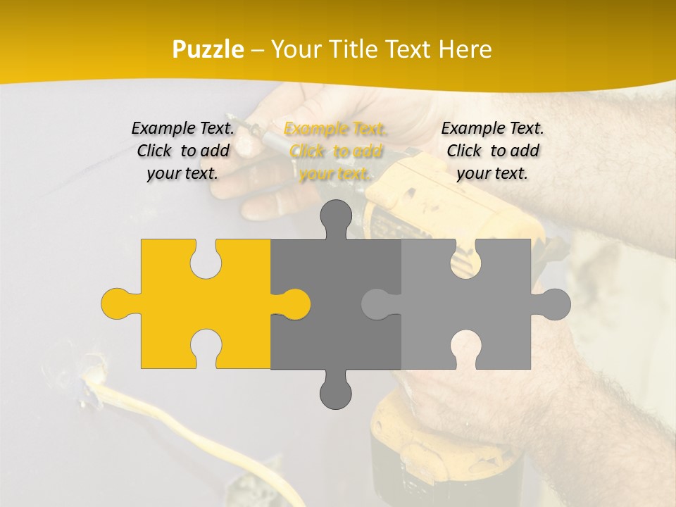 A Man Is Using A Power Drill On A Wall PowerPoint Template