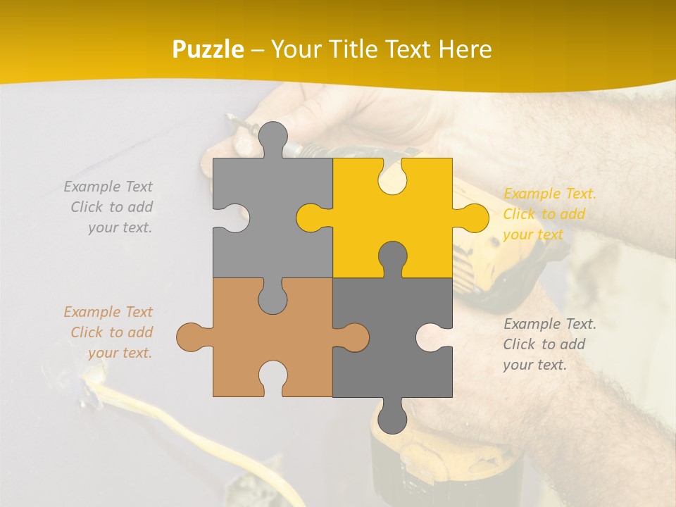 A Man Is Using A Power Drill On A Wall PowerPoint Template