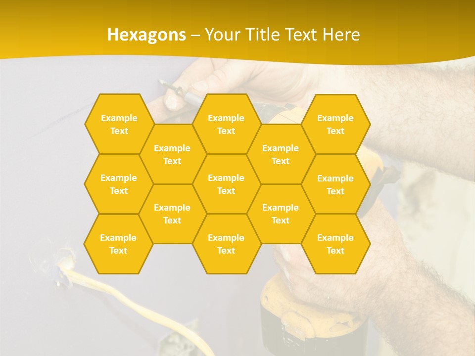 A Man Is Using A Power Drill On A Wall PowerPoint Template