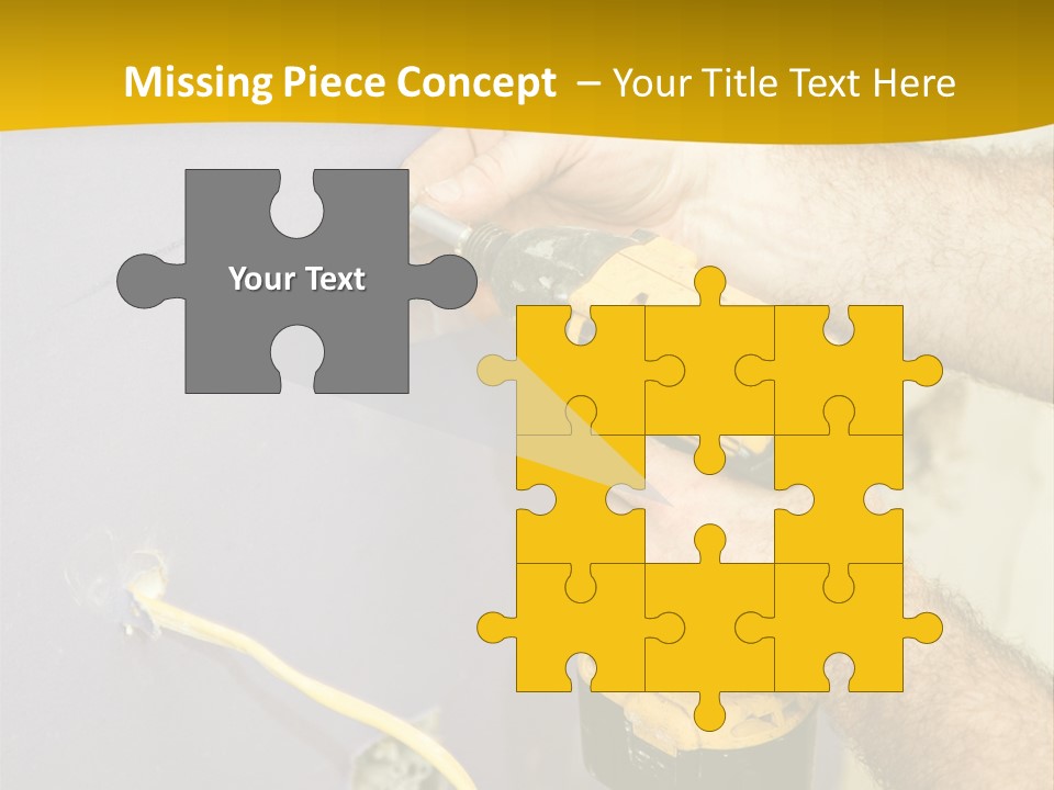 A Man Is Using A Power Drill On A Wall PowerPoint Template