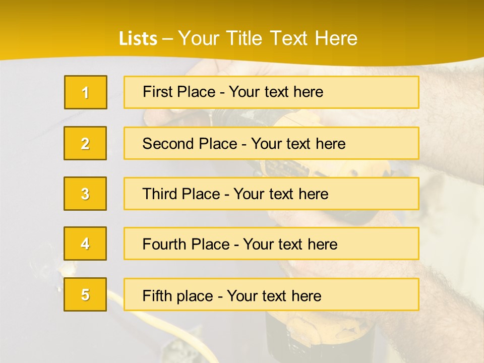 A Man Is Using A Power Drill On A Wall PowerPoint Template