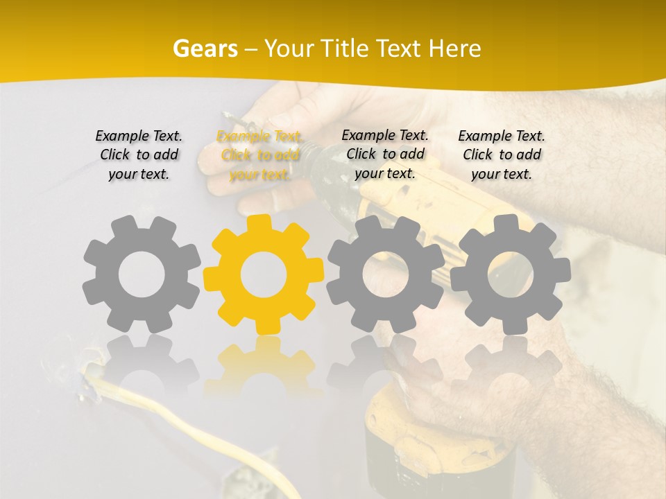 A Man Is Using A Power Drill On A Wall PowerPoint Template