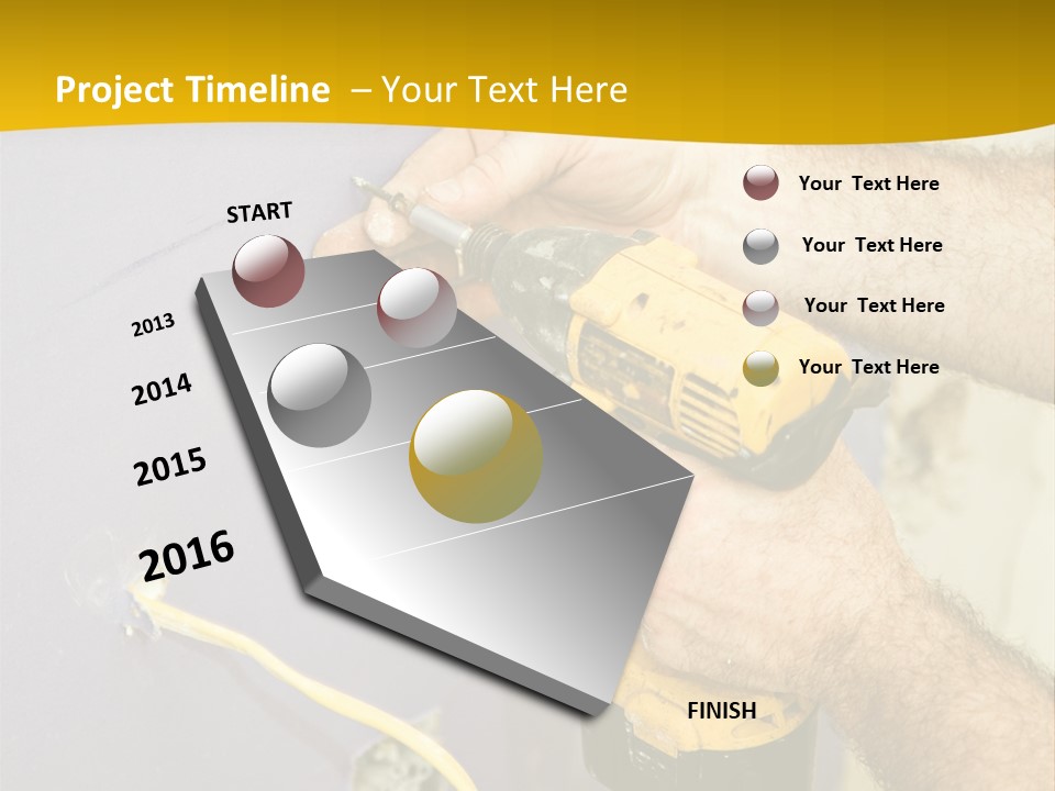 A Man Is Using A Power Drill On A Wall PowerPoint Template