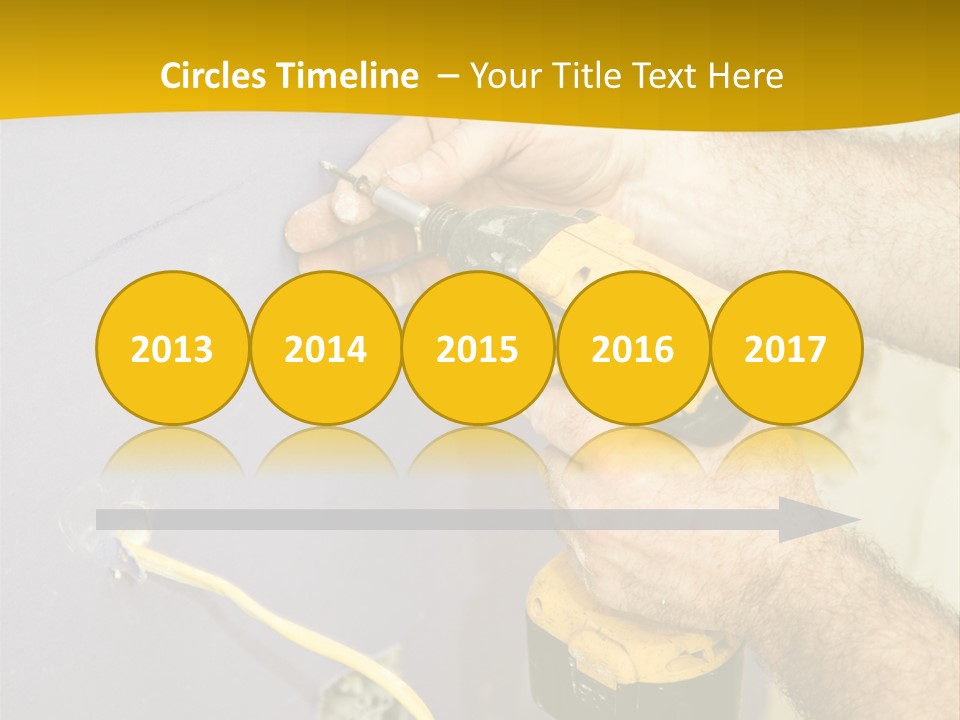 A Man Is Using A Power Drill On A Wall PowerPoint Template