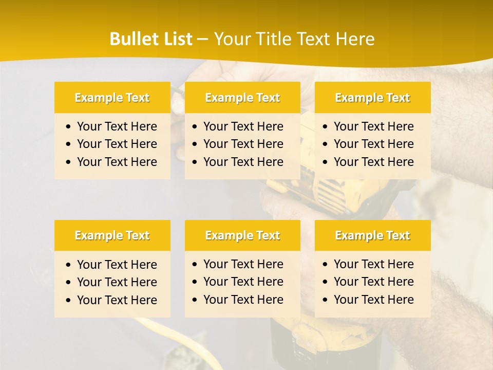 A Man Is Using A Power Drill On A Wall PowerPoint Template