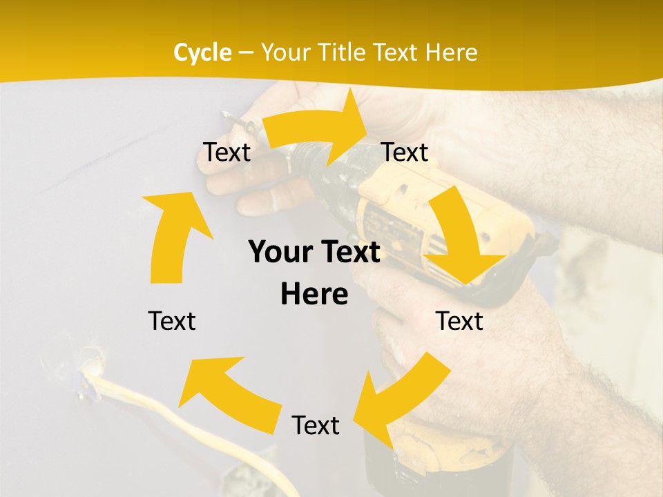 A Man Is Using A Power Drill On A Wall PowerPoint Template