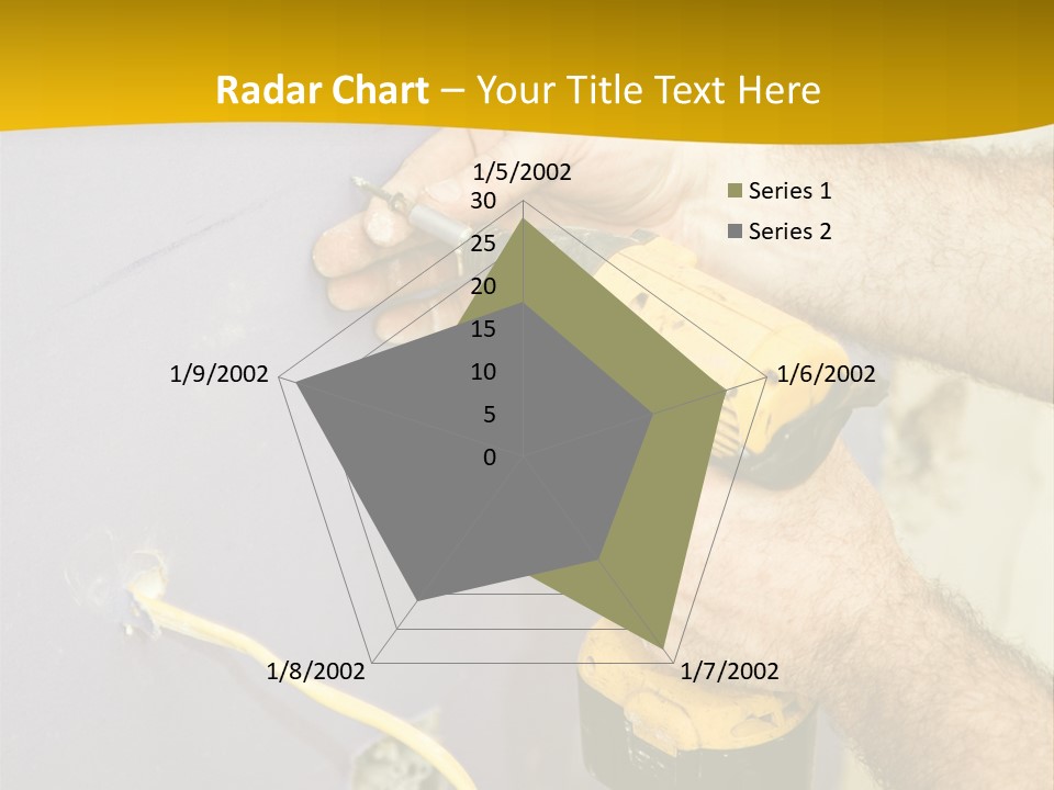 A Man Is Using A Power Drill On A Wall PowerPoint Template