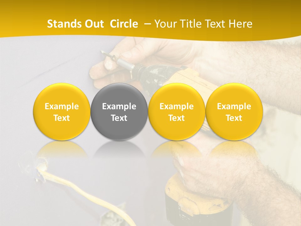 A Man Is Using A Power Drill On A Wall PowerPoint Template