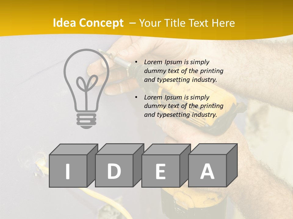 A Man Is Using A Power Drill On A Wall PowerPoint Template