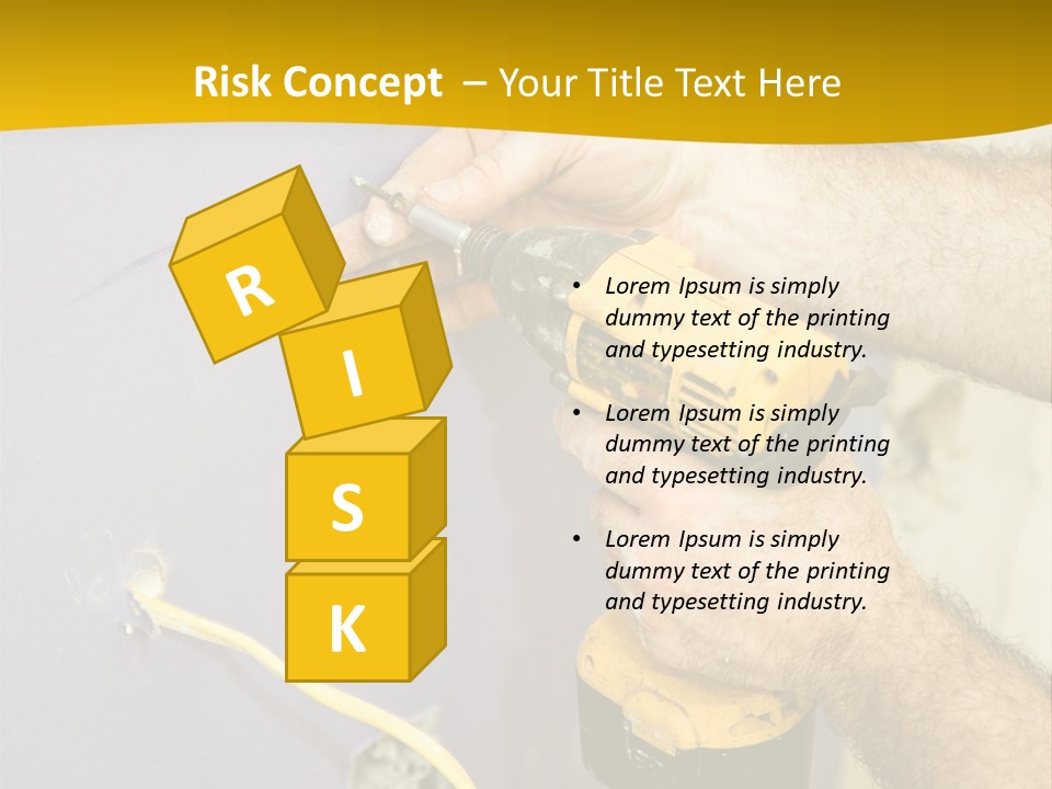 A Man Is Using A Power Drill On A Wall PowerPoint Template