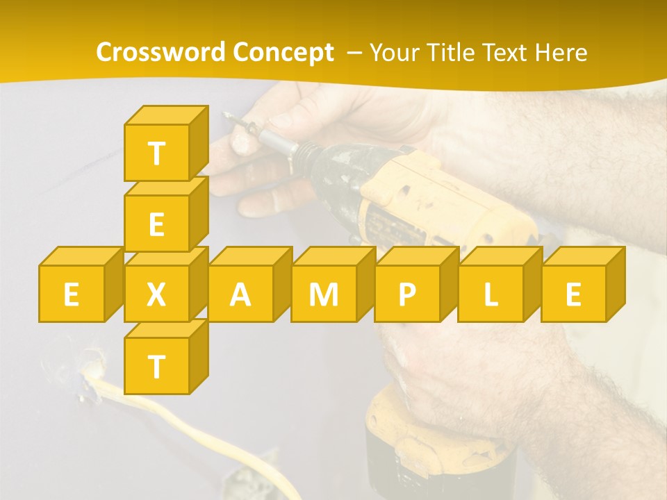 A Man Is Using A Power Drill On A Wall PowerPoint Template