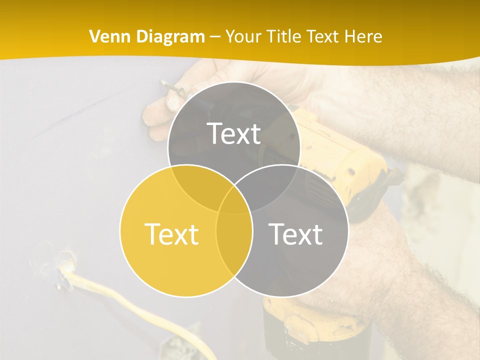 A Man Is Using A Power Drill On A Wall PowerPoint Template