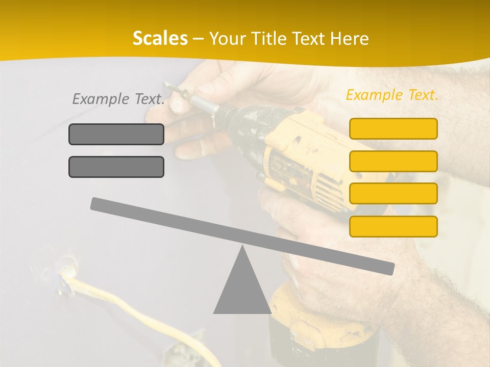A Man Is Using A Power Drill On A Wall PowerPoint Template