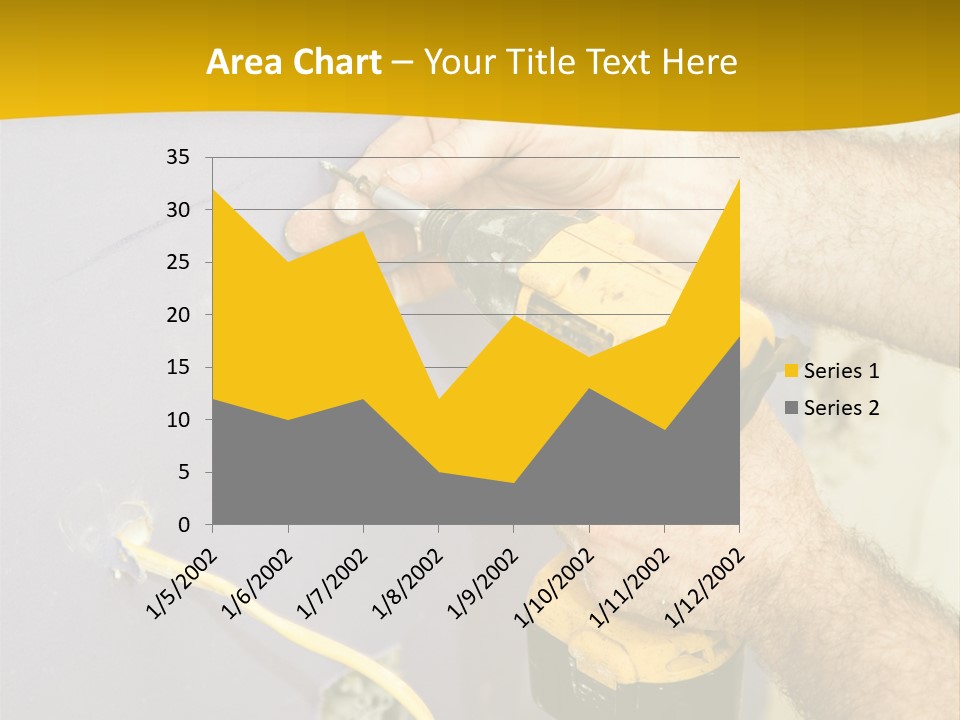A Man Is Using A Power Drill On A Wall PowerPoint Template
