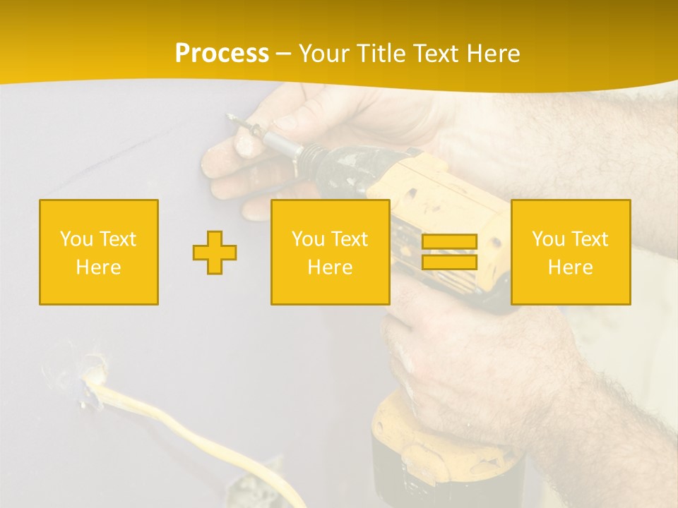 A Man Is Using A Power Drill On A Wall PowerPoint Template