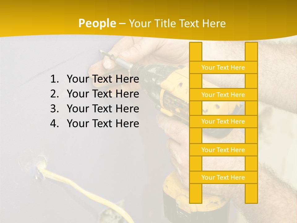 A Man Is Using A Power Drill On A Wall PowerPoint Template