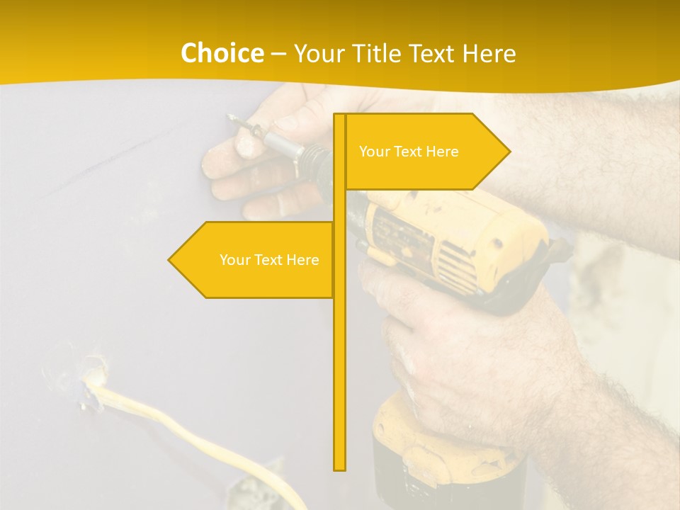 A Man Is Using A Power Drill On A Wall PowerPoint Template