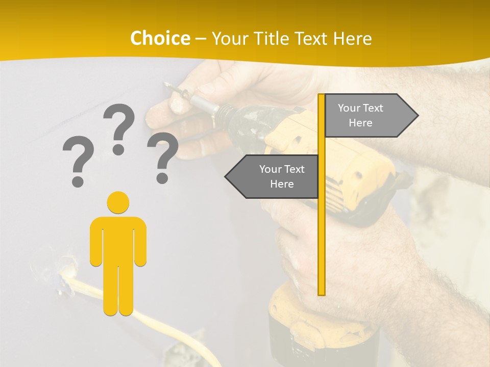 A Man Is Using A Power Drill On A Wall PowerPoint Template