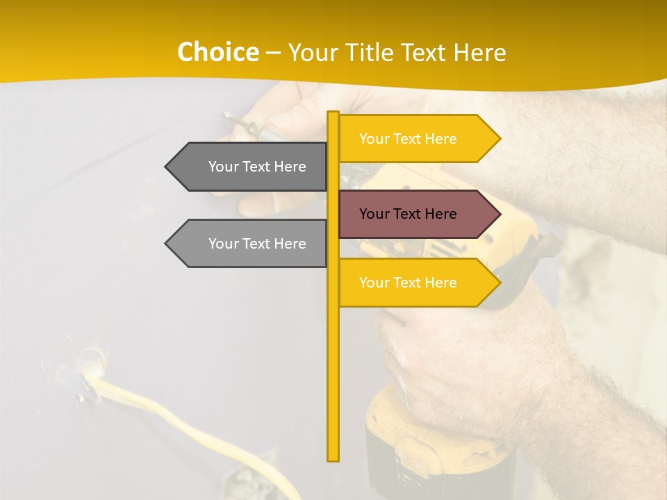 A Man Is Using A Power Drill On A Wall PowerPoint Template